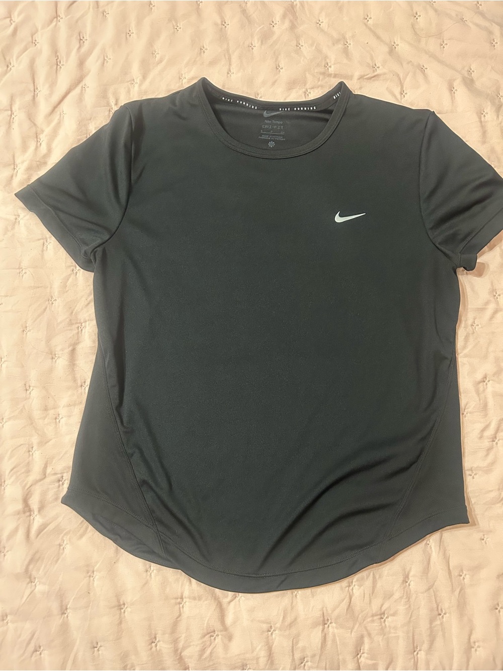 Nike Women's Black Short Sleeve Performance Tee with White Swoosh